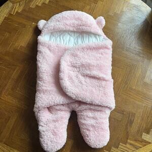 Baby girl pink baby holding quilt thickened swaddle